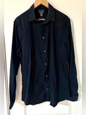 H&M Men's Long-Sleeve Dress Shirt - dark blue